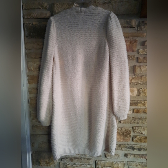 Max Studio Open Front Long Oversized Cardigan Sweater Beige Soft Size Small - Picture 7 of 12